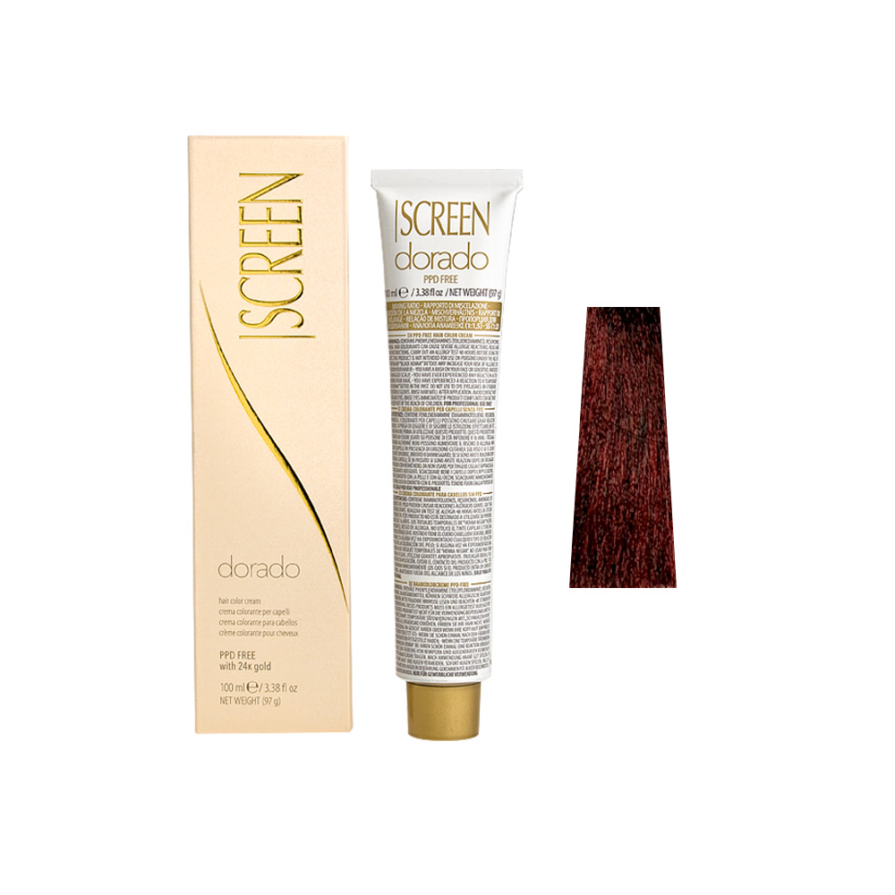 Крем-фарба для волосся перманентна з 24-каратним золотом SCREEN Dorado 4F (4.6) Flame Вrown, 100 ml - 1